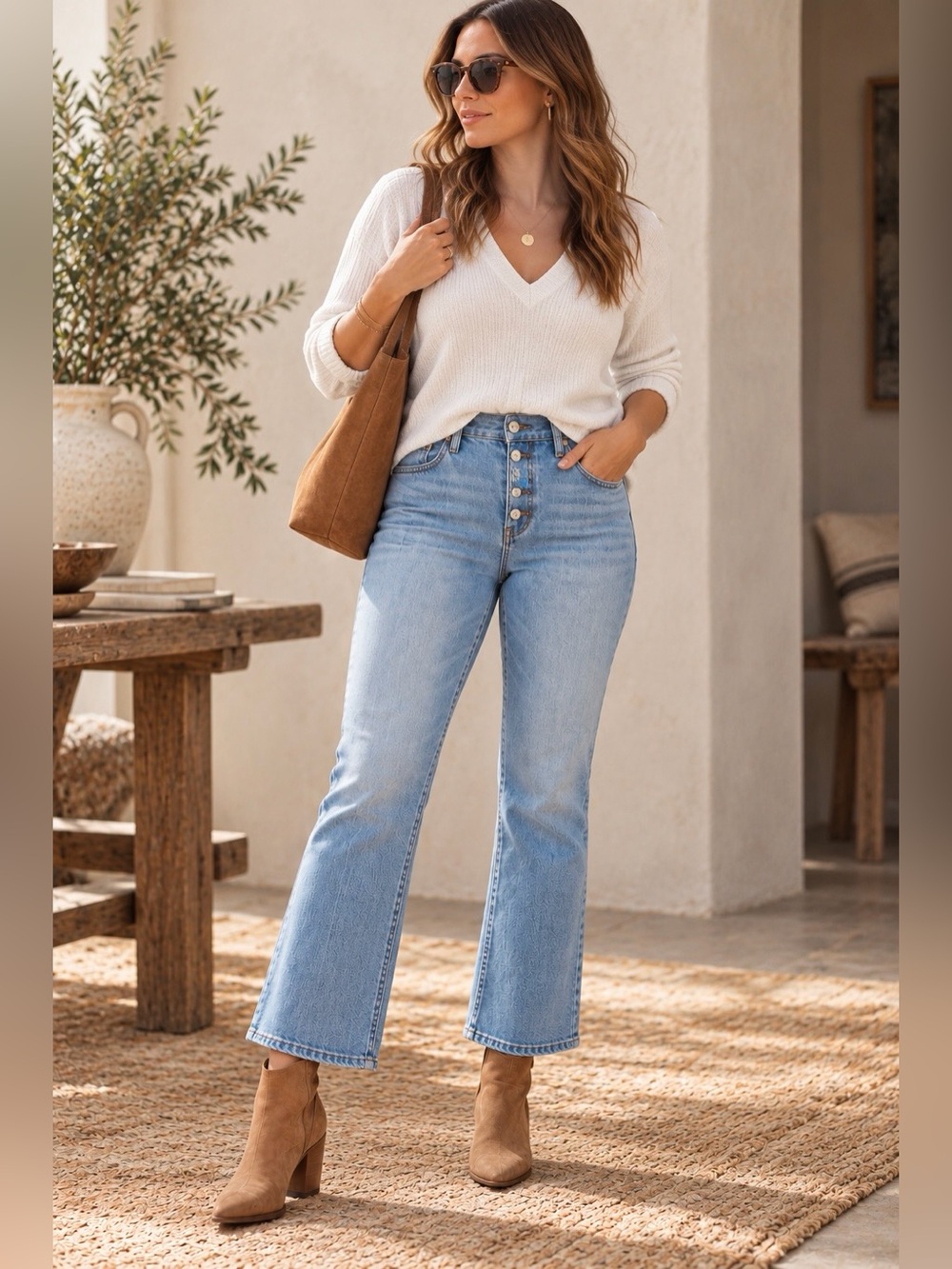 Madewell Cali Demi-Boot Jeans Women’s Size 32 Light Wash Button Fly Cropped